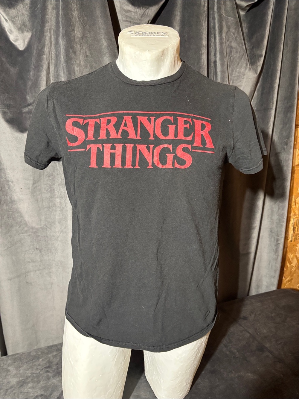 Jockey Black Tee with Red STRANGER THINGS Logo